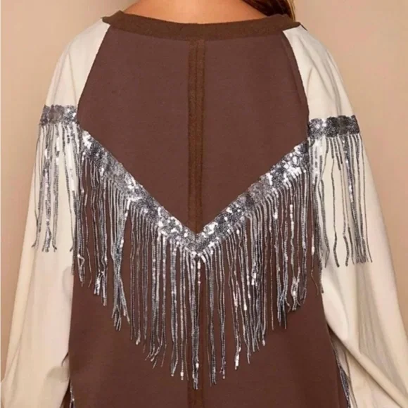 POL Brown and Cream Love Sweatshirt - Picture 3 of 8